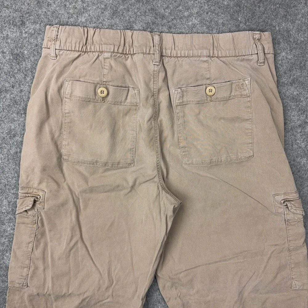 American‎ Eagle Jeans Womens 10 Brown Khaki Baggy Wide Leg Cargo Stretch Y2K